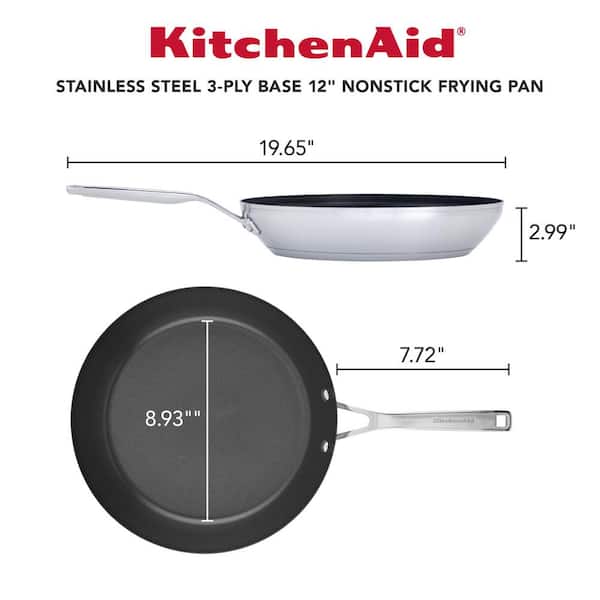 KitchenAid 3-Ply Base Stainless Saucepan with Pour Spouts, 1.5 Quart,  Brushed Stainless Steel