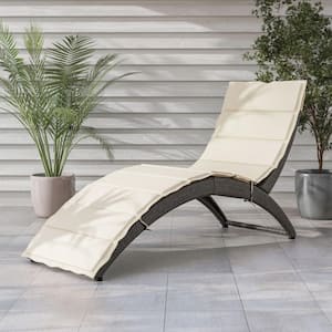 Norris Fabric Metal Outdoor Chaise Lounge with White Cushions