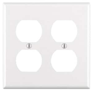 2-Gang White Duplex Outlet/Receptacle Plastic Standard Wall Plate (1-Pack) 88016-00W