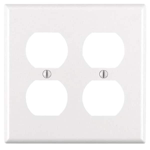 Leviton White 2-Gang Duplex Outlet Wall Plate (1-Pack)