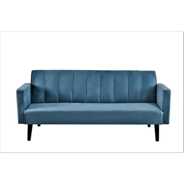 US Pride Furniture Graham 72 Depot Velvet Cyan inch. Greyish Home Bed Striped The SB9110 Sleeper - Sofa