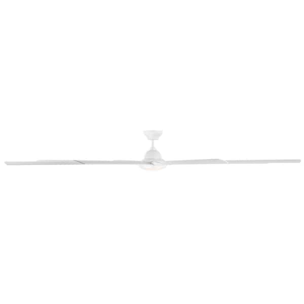 Hydra 120 in. 3000K Integrated LED Indoor/Outdoor Matte White Smart Ceiling Fan with Light Kit and Wall Control