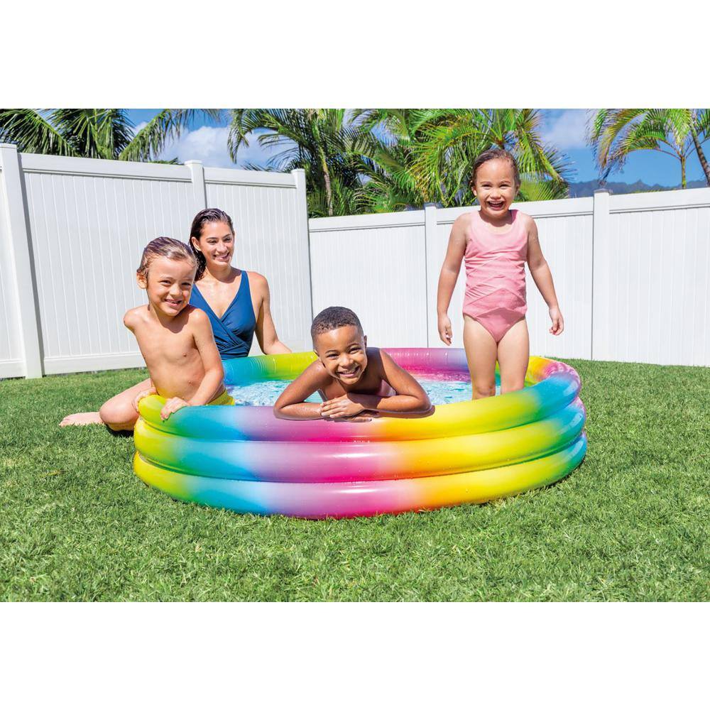 Rainbow Ombre Multicolor Inflatable Round Kiddie Pool