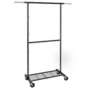 Black Metal Extendable Garment Clothes Rack 30.5 in. W x 65 in. H