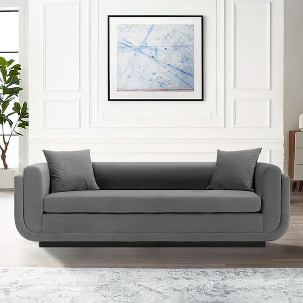 Manhattan Comfort Edmonda Dark Grey Sofa With Pillows