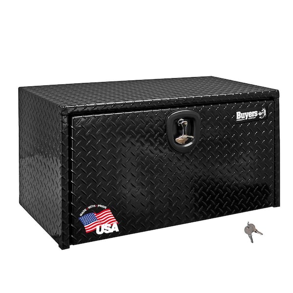 BUYERS PRODUCTS 14 in. x 12 in. x 30 in. Gloss Black Diamond Tread Aluminum Underbody Truck Tool Box