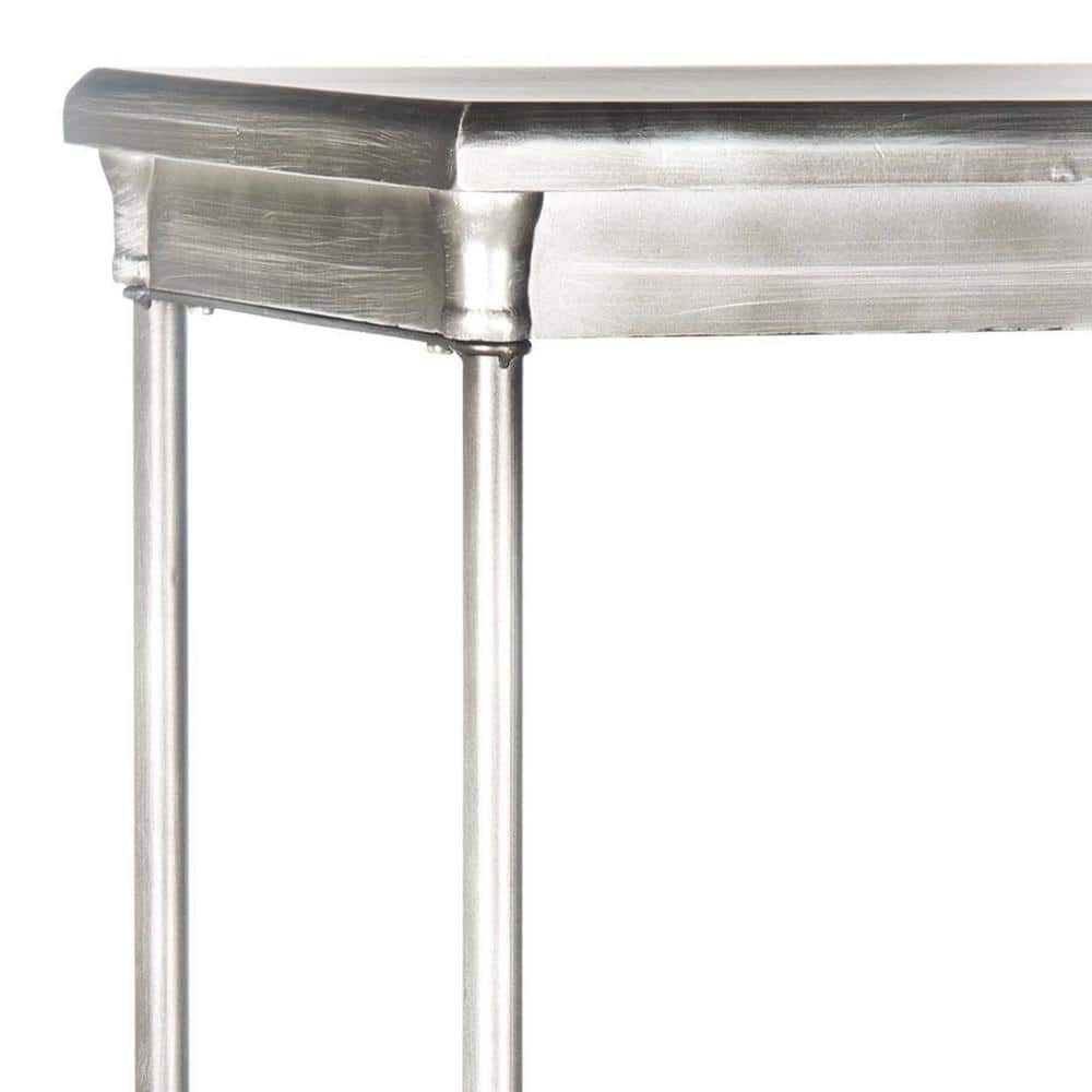 Transitional 3-Tier Dark Silver Iron & Wooden Etagere
