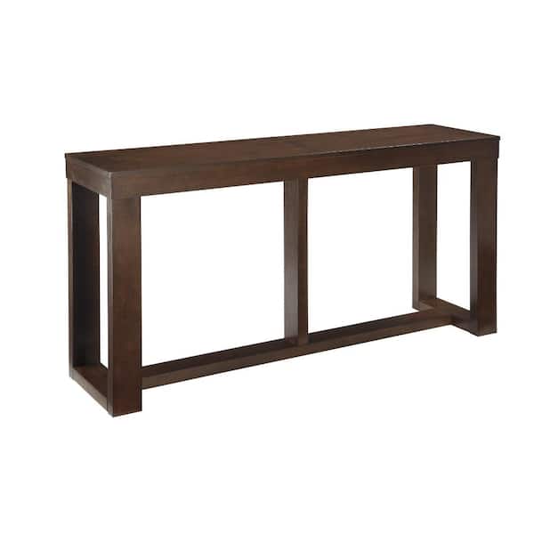 Benjara 16.25 in. Brown Rectangle Wooden Console Table with Sled Base