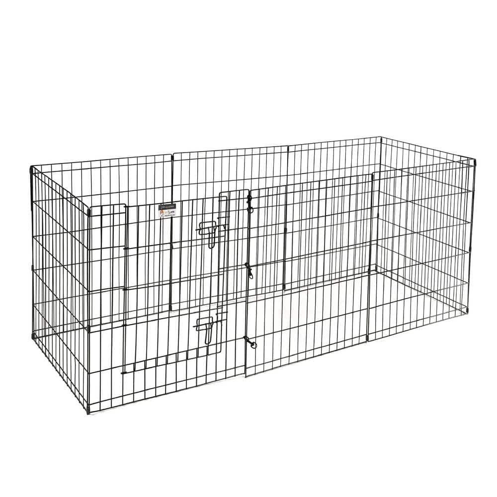 Black Heavy Gauge Metal Pet Playpen with Doggie Door