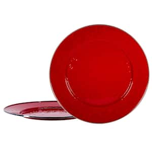 Solid Red 12.5 in. Enamelware Round Chargers (Set of 2)