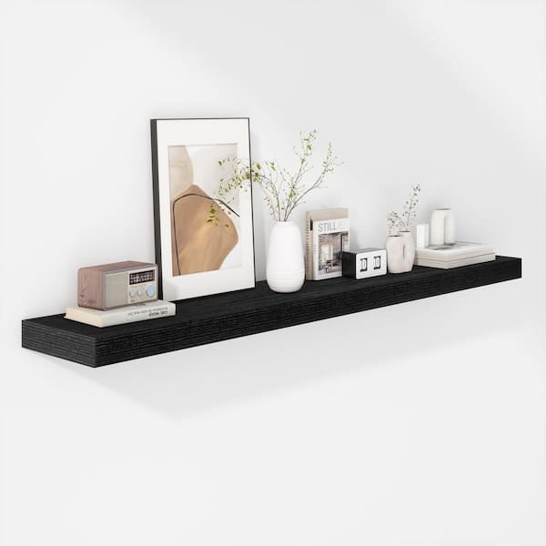 Unbranded 48 in. W x 8 in. D Rustic Black Floating Decorative Wall Shelf