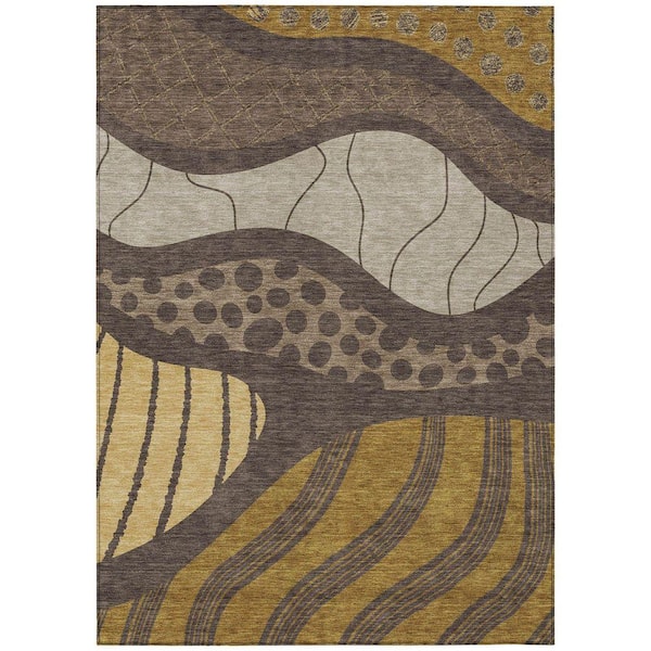 Chantille Machine Washable Indoor/Outdoor Abstract ACN2689 Fudge 10 ft. x 14 ft. Area Rug