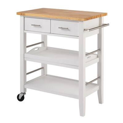 TRINITY EcoStorage Chrome Kitchen Cart with Bamboo Top TBFZ-1401