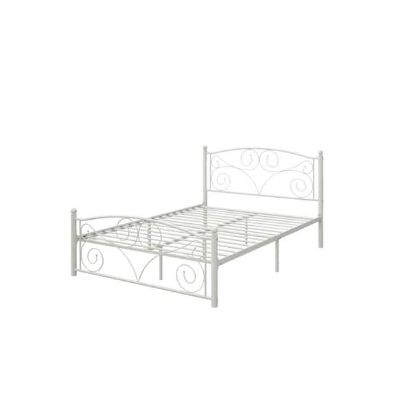 Huluwat White Full Size Metal Platform Bed Frame DJ-TC-W31136107 - The ...