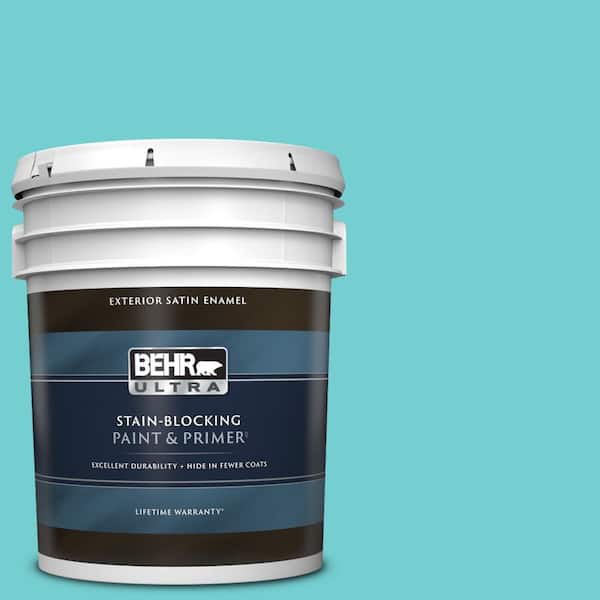 BEHR ULTRA 5 gal. #P460-3 Soft Turquoise Satin Enamel Exterior Paint & Primer