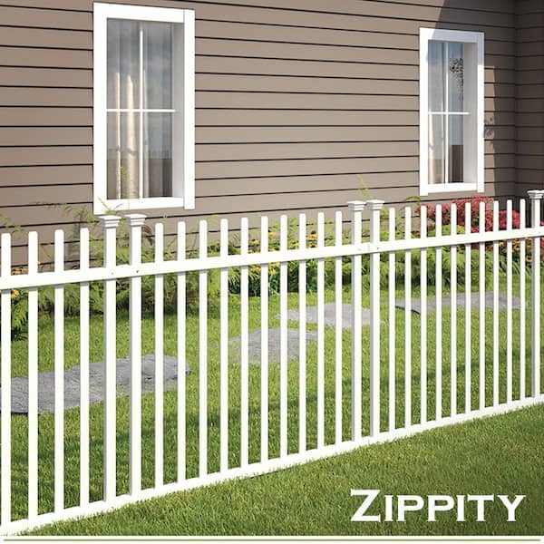 3.4 ft. x 3.7 ft. Burbank No-Dig Vinyl Garden Picket Fence Panel (2-Pack)