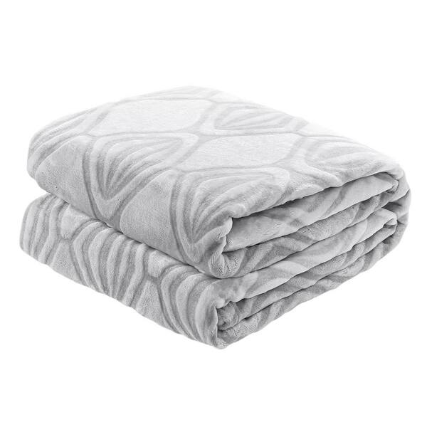 cadeninc Grey Checked Back Printing Shaved Flannel Plush Throw Blanket ...