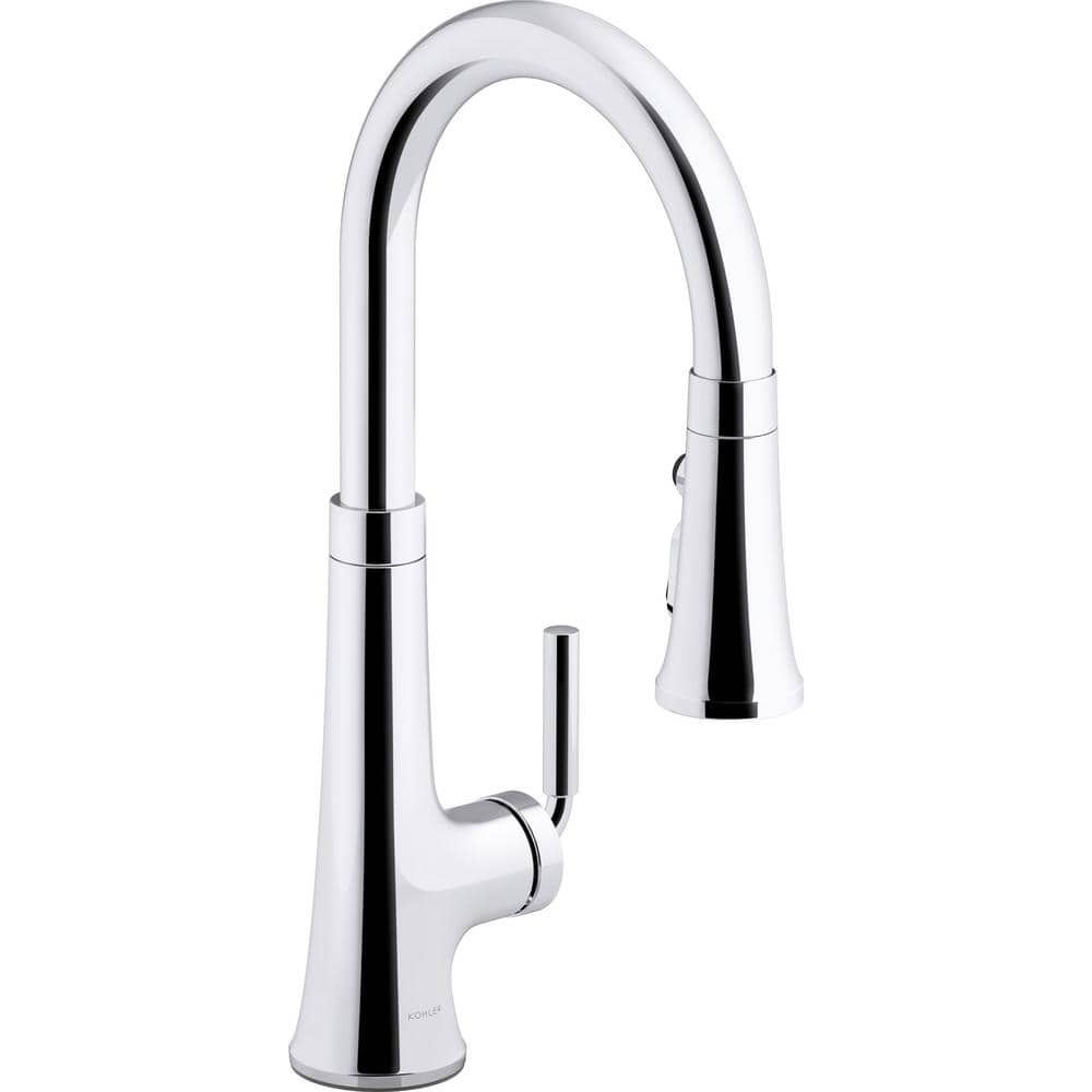 KOHLER Tone Single Handle Pull Down Sprayer Kitchen Faucet in Polished