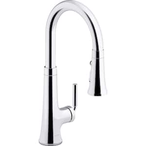 Tone Single Handle Pull Down Sprayer Kitchen Faucet in Polished Chrome