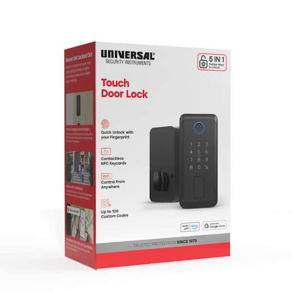 Black Single-Cylinder Smart Lock Wi-Fi Thumbturn Deadbolt, Unlock by Fingerprint, NFC Keycard, Keypad, App, & Key