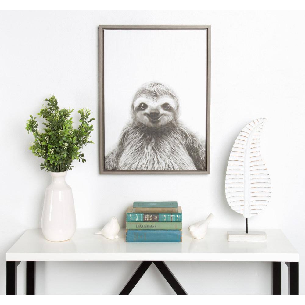 Adorable Smiling Sloth Framed Canvas Art for Nursery