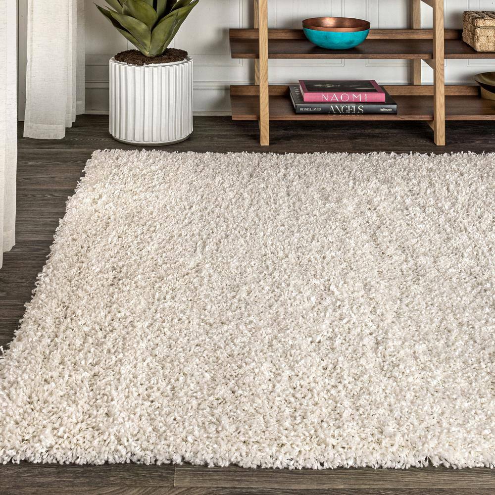 Mercer Cream Shag Plush Rectangular Area Rug 3' x 5'