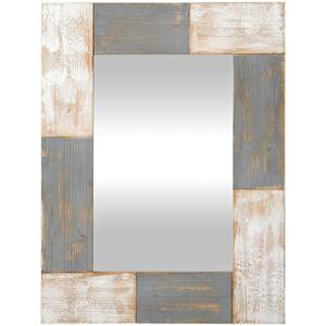 Medium Rectangle Aged White And Gray Contemporary Mirror (31.5 in. H x 1.5 in. W)