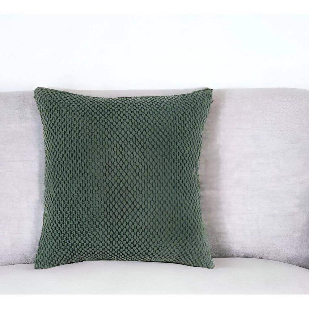 Olive Green Nubby Textured Cotton Square Throw Pillow