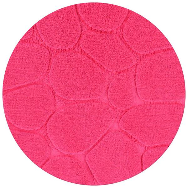 Evideco 3D Cobble Stone Shaped Memory Foam Bath Mat Microfiber Non Slip - Pink