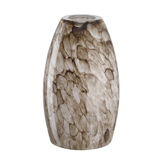 Hukoro Ding 7.64 in. Brown River Stone Glass Drum Pendant Lamp Shade with 2-1/4 in. Lip Fitter (Not Include)