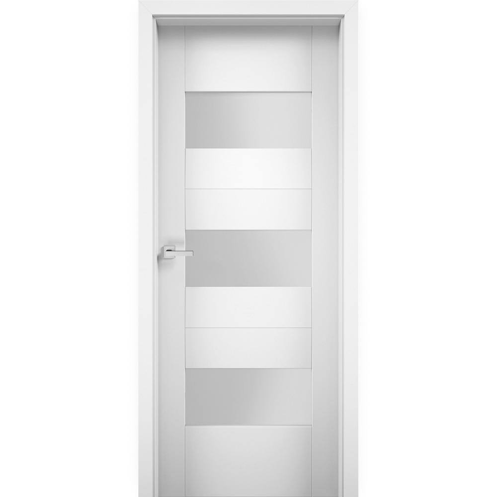 18 in. x 80 in. Frosted Glass Universal/Reversible 1-Panel White Finished Solid MDF Assembly Required Interior Door Kit price history on PriceWatchPro