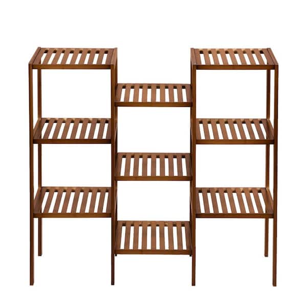 Winado 35 in. H Dark Brown Rectangle Bamboo Indoor Plant Stand 6-Tier