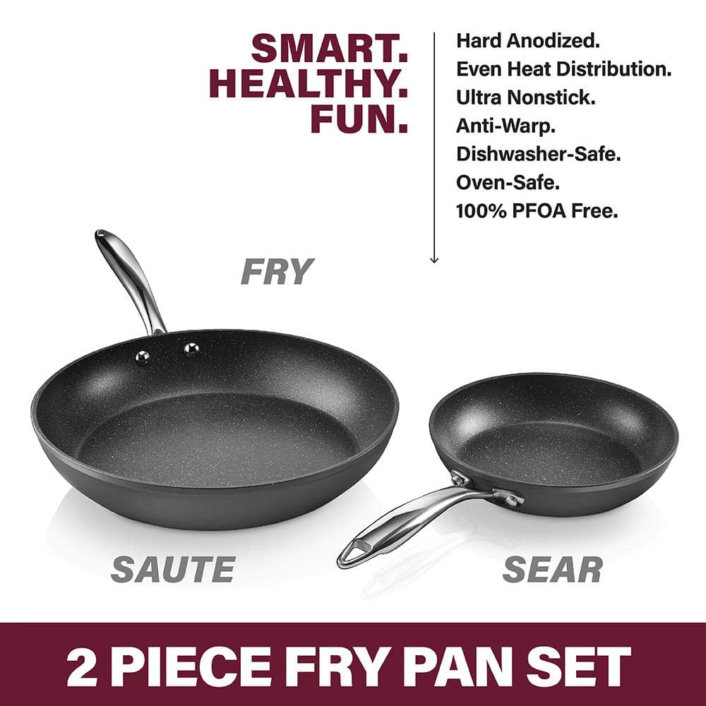 Professional 2-Piece Aluminum Nonstick Fry Pan Set with Ceramic Coating