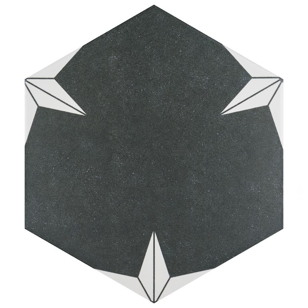 Merola Tile Stella Hex Night 8-5/9 in. x 9-7/8 in. Porcelain Floor and Wall Take Home Tile Sample