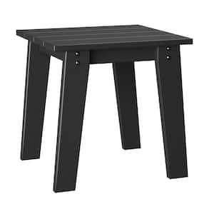 Black HDPE Outdoor Side Table, Portable All-Weather HDPE Side Table