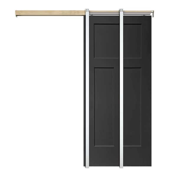 CALHOME Black 30 in. x 80 in. Painted Composite MDF 3PANEL Interior