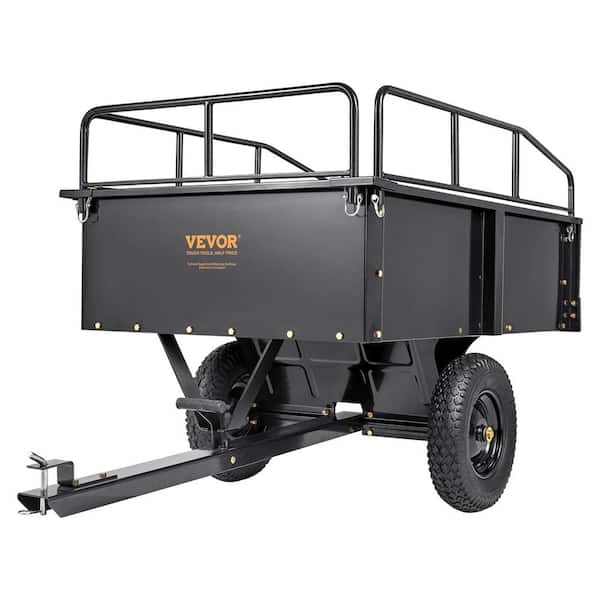 VEVOR 750 lbs. 15 cu. ft. Eavy Duty ATV Trailer Steel Dump Cart Garden Cart Garden Utility Trailer Blade Span