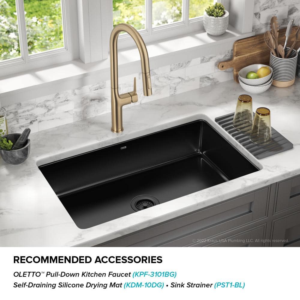 Glossy Black Porcelain Enameled Steel Undermount Kitchen Sink