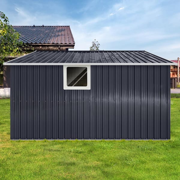Zeus & Ruta 11.2 ft. W x 10.6 ft. D Coal Grey Metal Outdoor