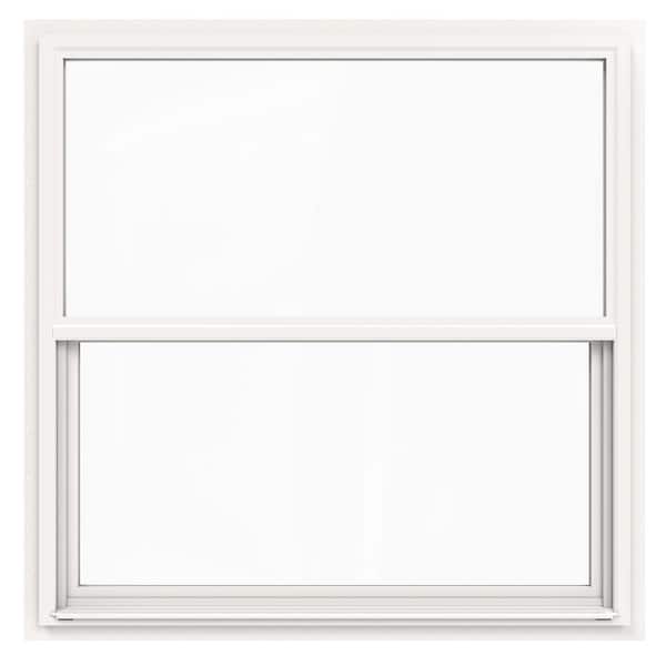 JELD-WEN 42 in. x 48 in. V-4500 Series White Single-Hung Vinyl Window with Fiberglass Mesh Screen