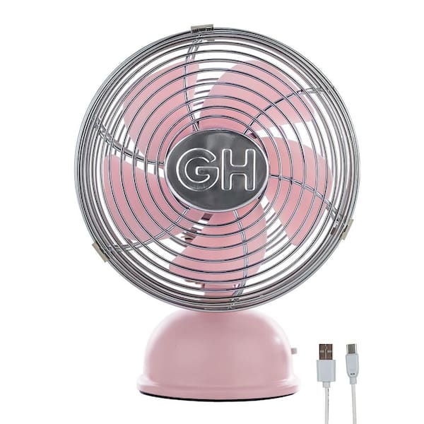 GOOD HOUSEKEEPING All-Metal 5 in. Mini Desk Fan with Oscillation in Bubblegum (Pink)
