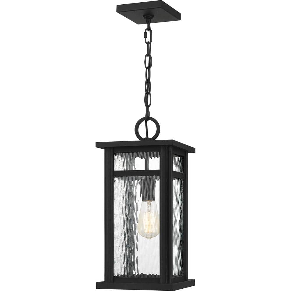 Quoizel Moira 8.25 in. 1-Light Earth Black Outdoor Pendant-Light with ...