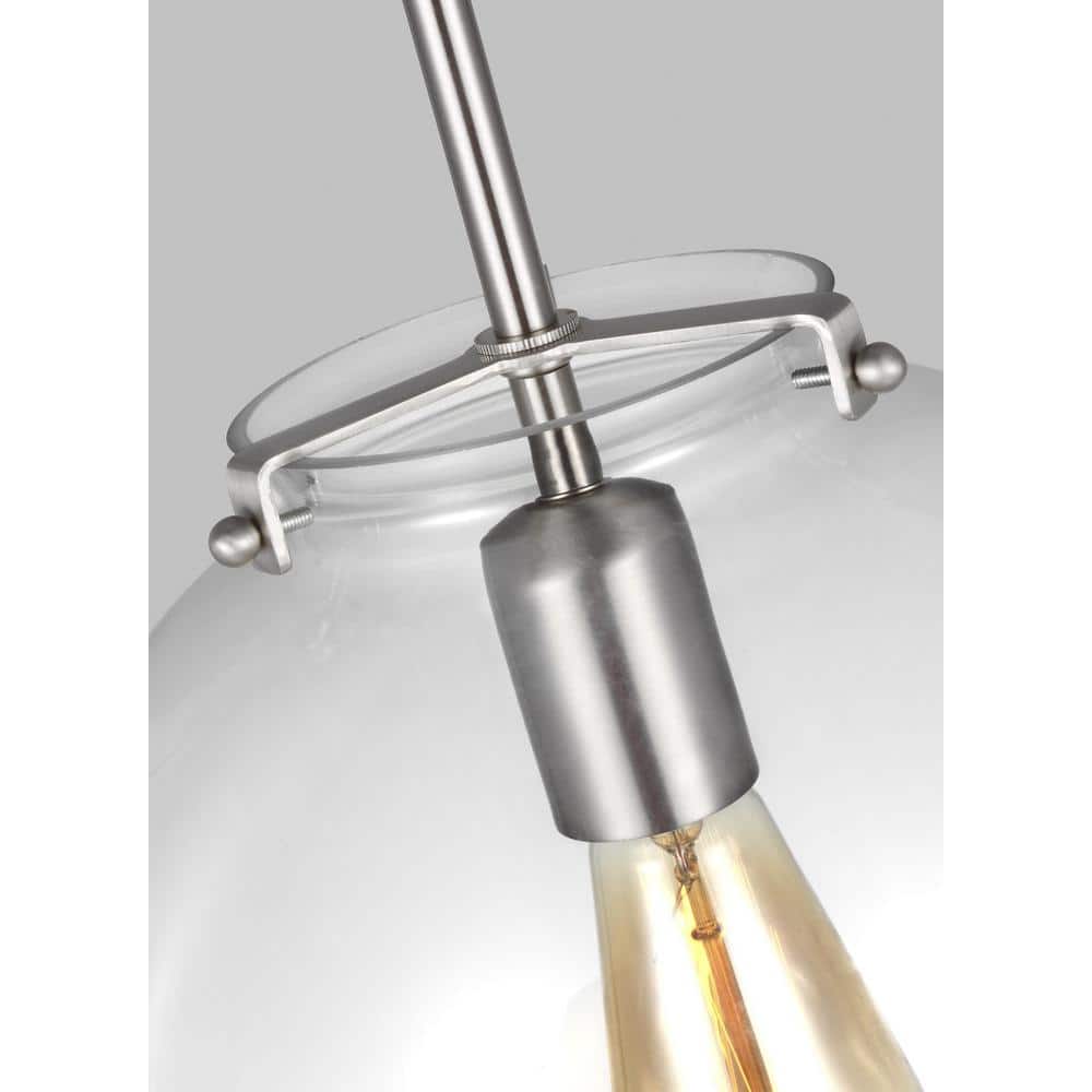 Kate 12" Clear Glass Globe Pendant in Brushed Nickel