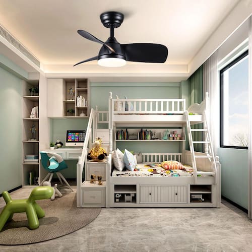 Smalisze 28 in. Indoor Black Small Ceiling Fan with Integrated LED Light Kit and Remote Control Lighting