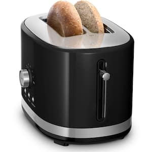 2-Slice Onyx Black Wide Slot Toaster with Crumb Tray