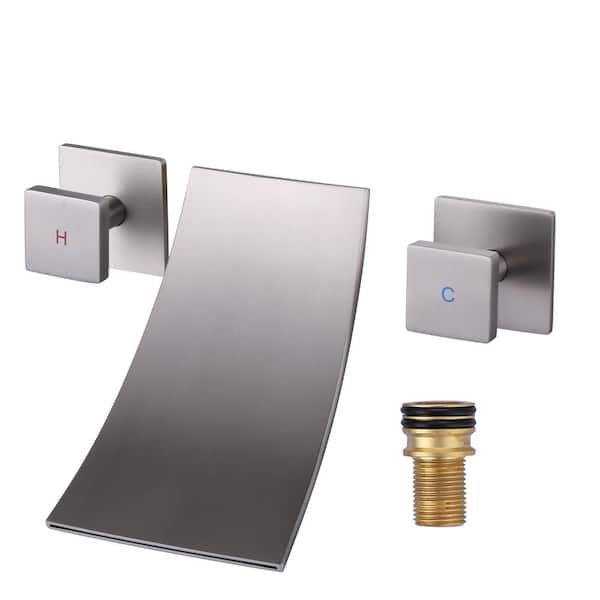 WOWOW 2-Handle Wall-Mount Roman Tub Faucet with Corrosion Resistant in. Brushed Nickel