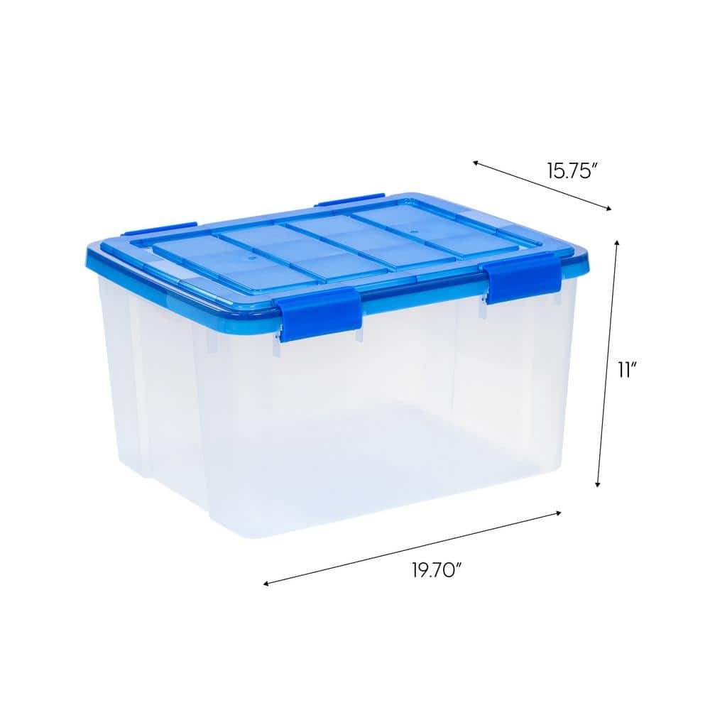 Set of 4 Clear Blue 44 Quart Stackable Storage Bins