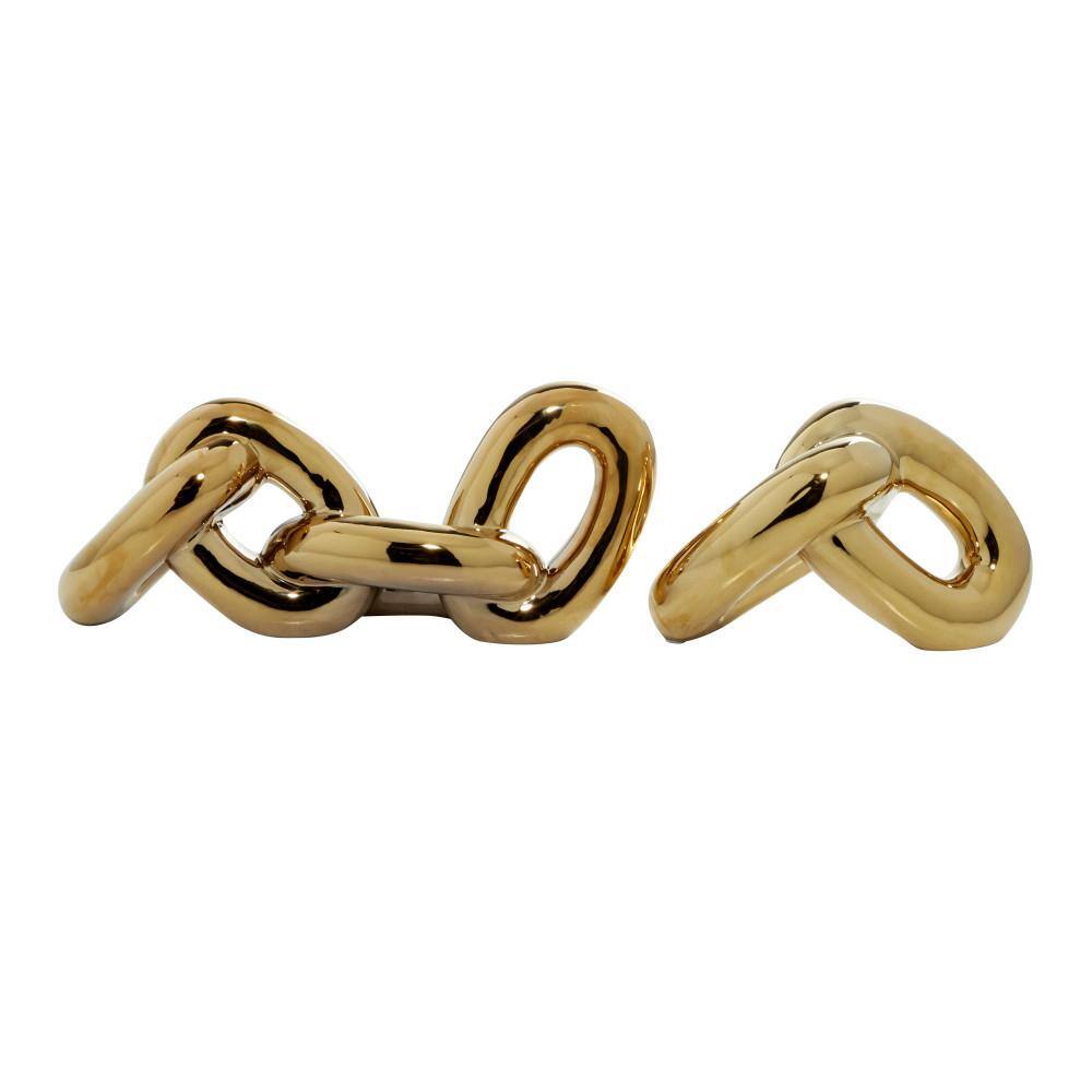 Gold Porcelain Chain Sculpture Set, 15" and 10"
