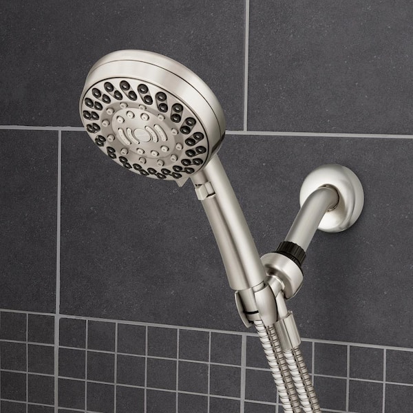 6-Spray Wall Mount Handheld Shower Head 1.8 GPM in Brushed Nickel
