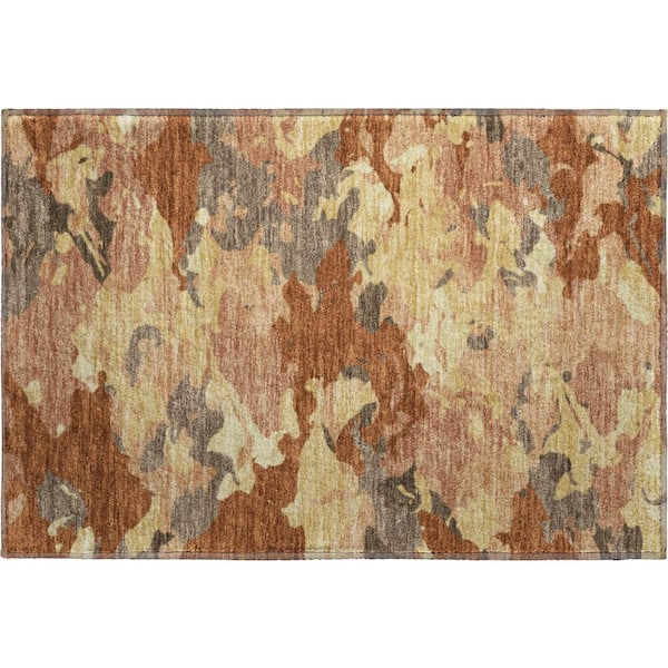 Mayfield Premium Machine Washable Abstract AMF2497 Paprika 2 ft. x 3 ft. Accent Rug